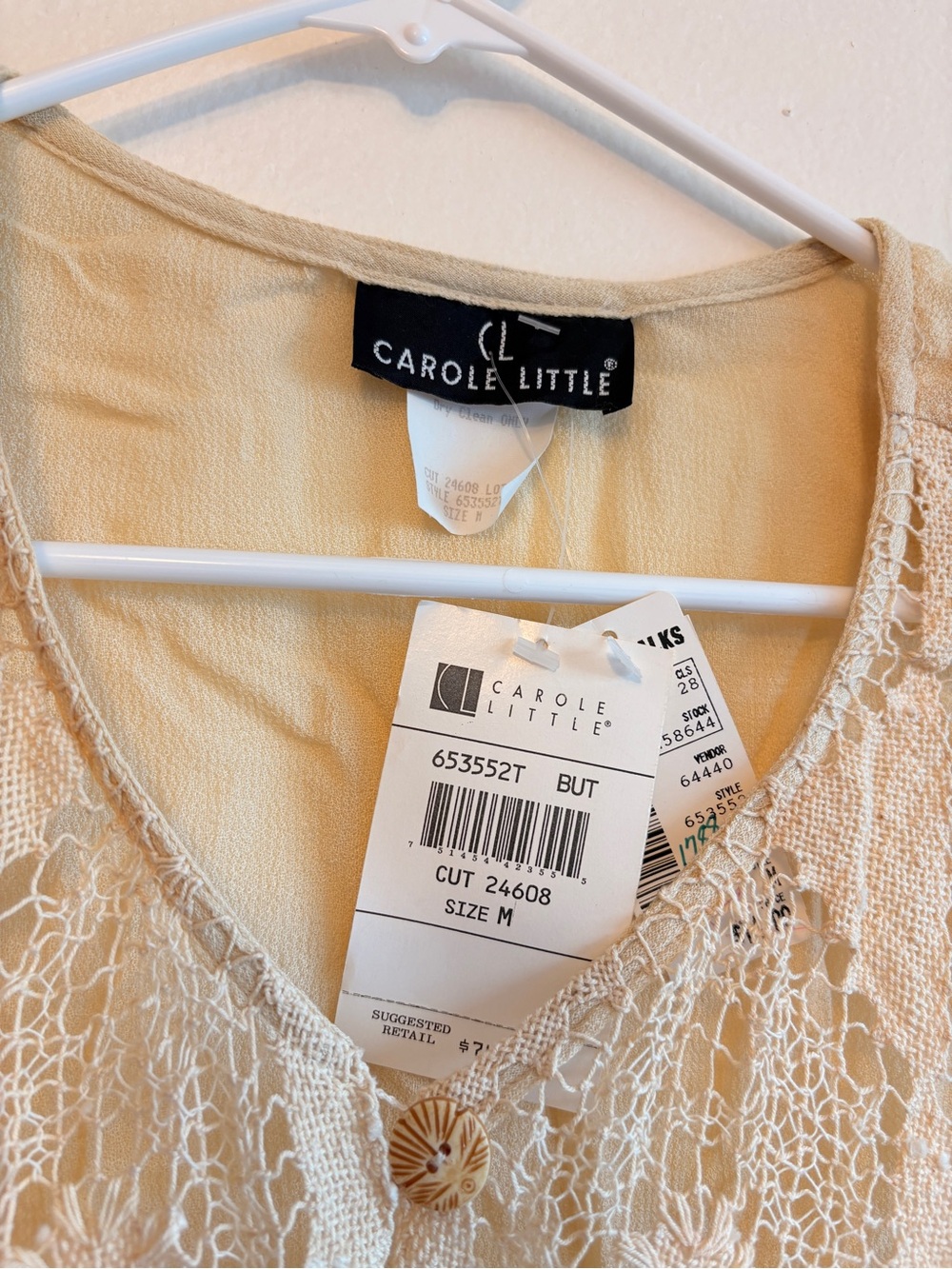 Carole Little Beige Crochet Lace Shell Top - Picture 2 of 3
